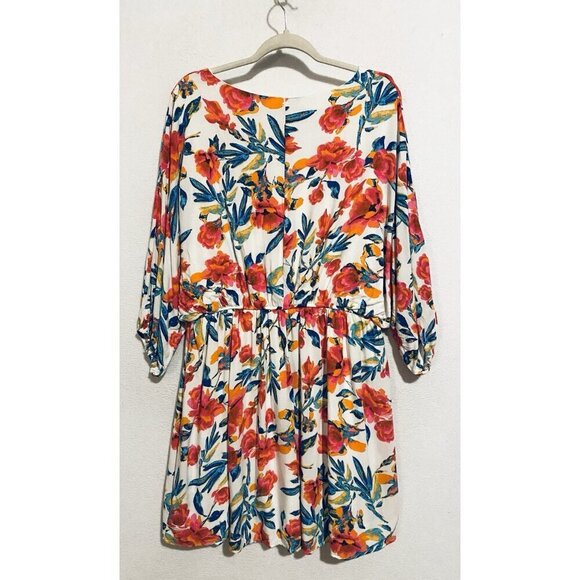 Andree By Unit Dress Womens 3X Floral Dolman Sleeve V Neck Boho Cottagecore - Picture 5 of 7